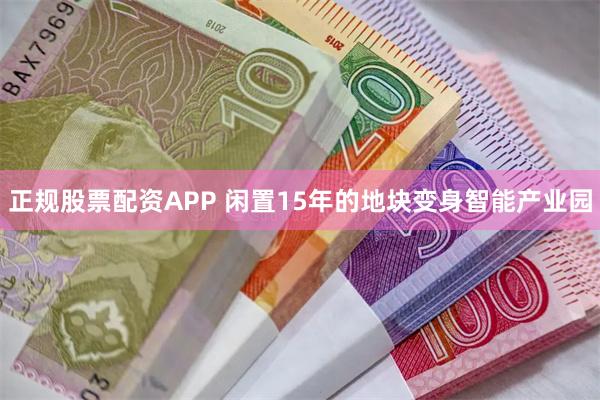 正规股票配资APP 闲置15年的地块变身智能产业园