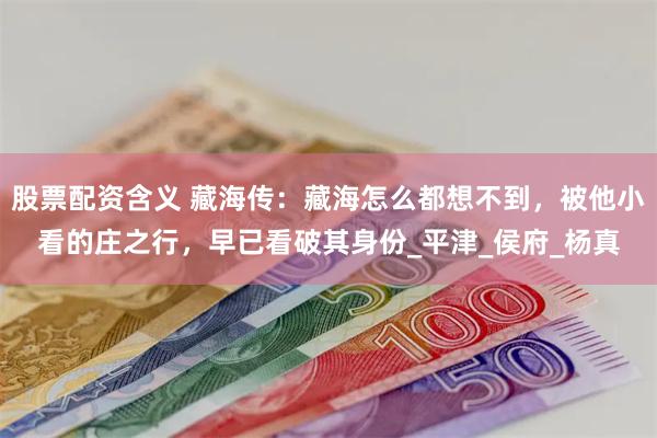 股票配资含义 藏海传：藏海怎么都想不到，被他小看的庄之行，早已看破其身份_平津_侯府_杨真